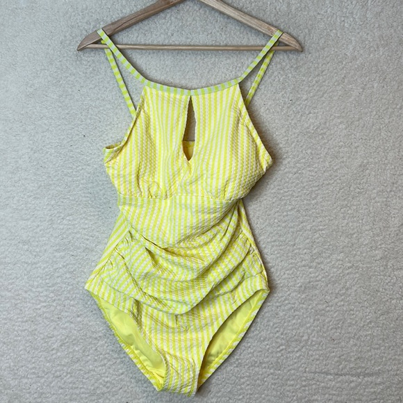 Other - Yellow Striped Women's One Piece Swimsuit
